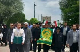 غباروبی شهدای جوکار ملایر و بدرقه پرچم امام رضا به یاد همه شهدای ملایر و جوکار